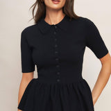 SWEET SERENADE BLACK WOVEN TOP