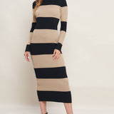 ESPRESSO & CREAM SWEATER KNIT MIDI DRESS