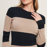 ESPRESSO & CREAM SWEATER KNIT MIDI DRESS
