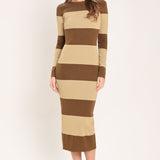 ESPRESSO & CREAM SWEATER KNIT MIDI DRESS