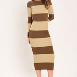 ESPRESSO & CREAM SWEATER KNIT MIDI DRESS