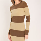 ESPRESSO & CREAM SWEATER KNIT MIDI DRESS