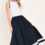 EVERYDAY ELEGANCE WOVEN COMBINATION MIDI DRESS