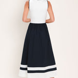 EVERYDAY ELEGANCE WOVEN COMBINATION MIDI DRESS