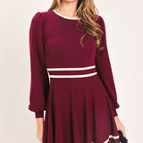 MERLOT IVORY MOMENT SWEATER MINI DRESS
