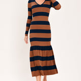 COGNAC NAVY RHYTHM SWEATER KNIT MIDI MERMAID DRESS