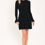 Flying Tomato Noir Trim Sweetheart Sweater Mini Dress in black/white