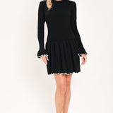 Flying Tomato Noir Trim Sweetheart Sweater Mini Dress in black/white