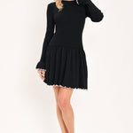 Flying Tomato Noir Trim Sweetheart Sweater Mini Dress in black/white