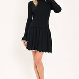 Flying Tomato Noir Trim Sweetheart Sweater Mini Dress in black/white