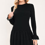 Flying Tomato Noir Trim Sweetheart Sweater Mini Dress in black/white