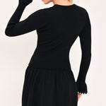 Flying Tomato Noir Trim Sweetheart Sweater Mini Dress in black/white