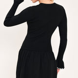Flying Tomato Noir Trim Sweetheart Sweater Mini Dress in black/white