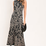 Paisley Jacquard Sweater Knit Midi Dress