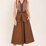 ESPRESSO SAILOR SWEATER WOVEN MIDI DRESS