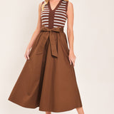 ESPRESSO SAILOR SWEATER WOVEN MIDI DRESS