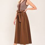 ESPRESSO SAILOR SWEATER WOVEN MIDI DRESS