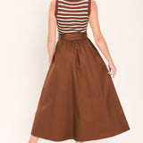 ESPRESSO SAILOR SWEATER WOVEN MIDI DRESS