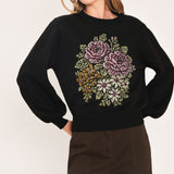 COZY ALL DAY BLACK BALLOON-SLEEVE SWEATER