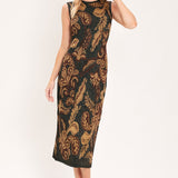 VINTAGE GARDEN JACQUARD SWEATER KNIT MIDI DRESS