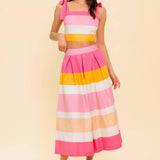THE SPACE BETWEEN PINK WOVEN TOP AND SKIRT SET