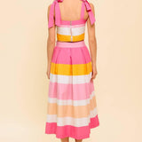 THE SPACE BETWEEN PINK WOVEN TOP AND SKIRT SET