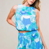 MARITIME MUSE WOVEN PLISSE TOP AND PANT SET
