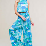 MARITIME MUSE WOVEN PLISSE TOP AND PANT SET