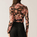 Flying Tomato Fireside Chats Stretch Lace Top in black taupe