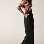 Flying Tomato Fireside Chats Stretch Lace Top in black taupe