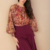 SUNSET STROLL WOVEN TOP