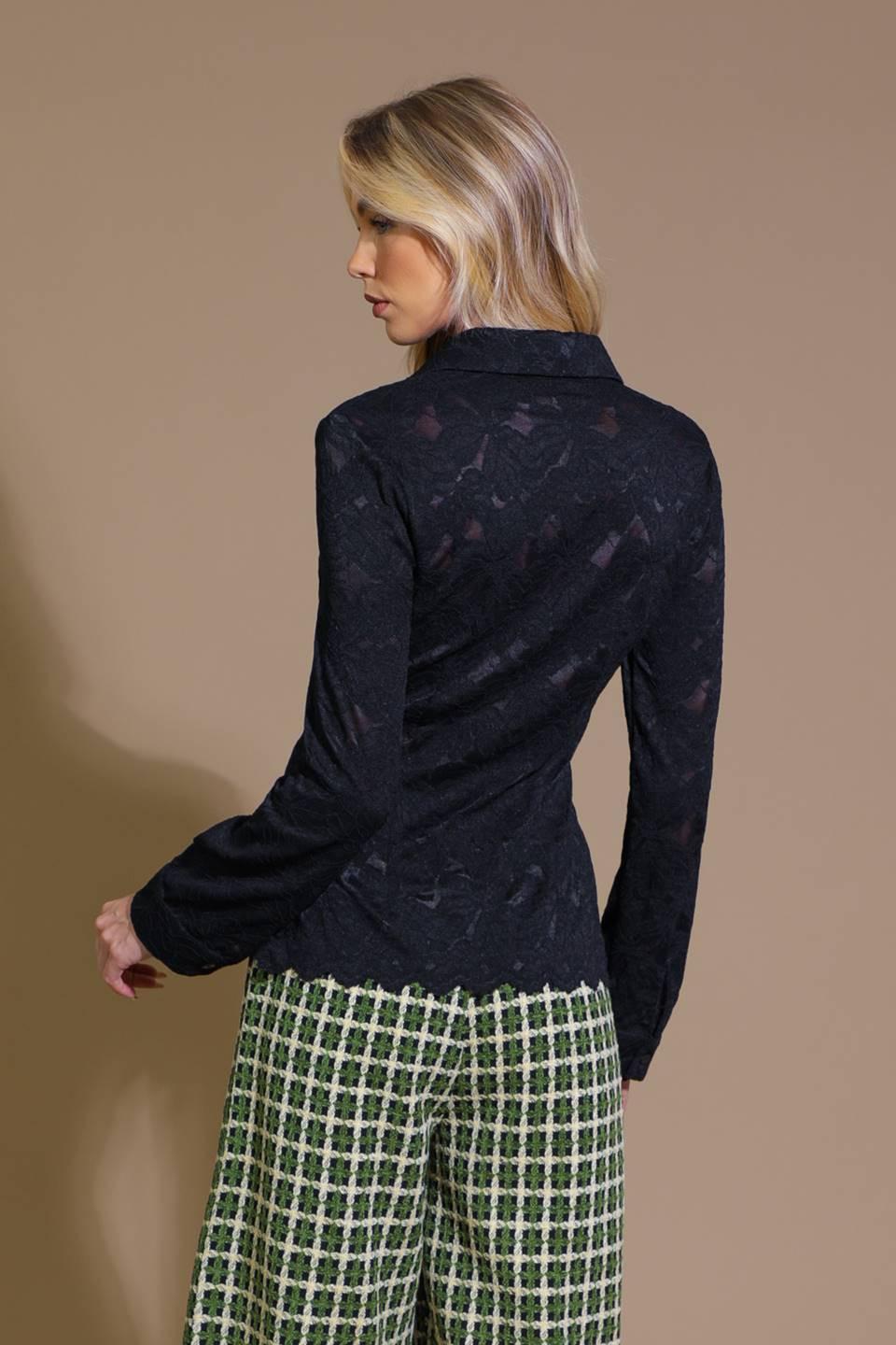 Flying Tomato Lovely Perspective Lace Top in black