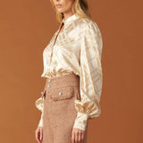 THE ART OF BALANCE WOVEN SATIN TOP