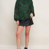 Flying Tomato Noir Leaf Green Woven Top in green/black