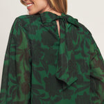 Flying Tomato Noir Leaf Green Woven Top in green/black