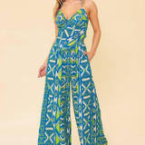 STUN LIKE ME NAVY WOVEN TOP AND PANT SET
