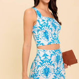 OPEN MINDED BLUE TOP AND SKORT SET