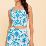 OPEN MINDED BLUE TOP AND SKORT SET
