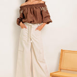 FULL SPEED AHEAD BROWN WOVEN TOP