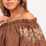 FULL SPEED AHEAD BROWN WOVEN TOP
