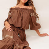 FULL SPEED AHEAD BROWN WOVEN TOP
