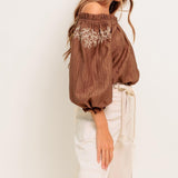 FULL SPEED AHEAD BROWN WOVEN TOP