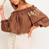 FULL SPEED AHEAD BROWN WOVEN TOP