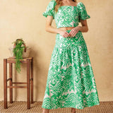 DESTINED FOR MORE WOVEN TOP AND SKIRT SET