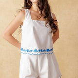 CONFIDENT SENSATION WOVEN TOP AND SHORT SET