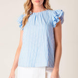 SWEET HARMONY BLUE WOVEN TOP