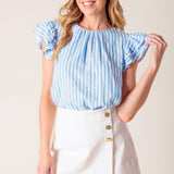 SWEET HARMONY BLUE WOVEN TOP