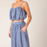 THE BEAUTY OF NOW WOVEN EYELET TOP AND SKIRT SET