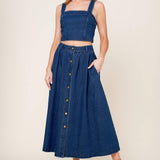SIMPLY THE VIBE DENIM TOP AND SKIRT SET