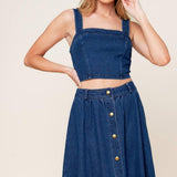 SIMPLY THE VIBE DENIM TOP AND SKIRT SET